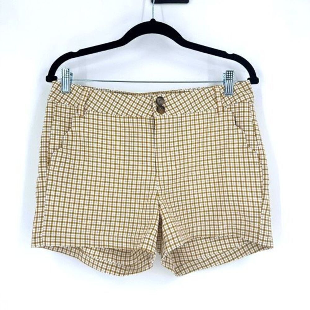 NWT Francesca’s Miami Plat Front Font hi rise Medium Cream & Tan 3.5”‎ inseam